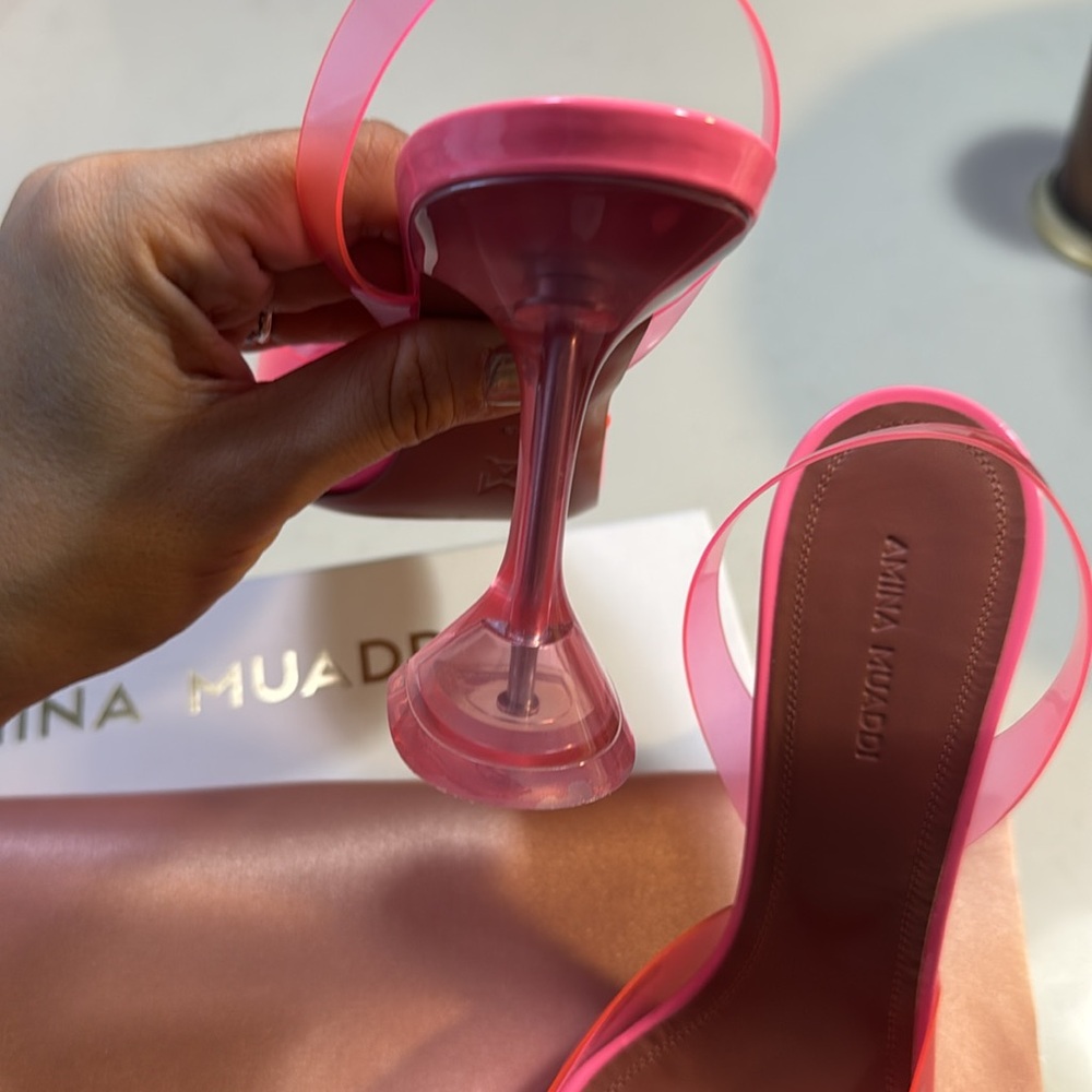 NWB Amina Muaddi Begum glass slingback pumps - Picture 7 of 12